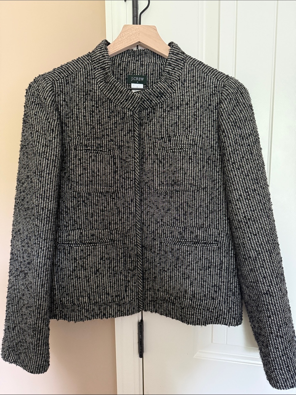 J. Crew Black and White Tweed Blazer Jacket